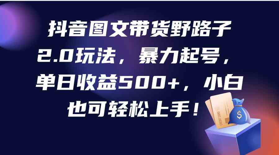 （9790期）抖音图文带货野路子2.0玩法，暴力起号，单日收益500+，小白也可轻松上手！-千帆网赚