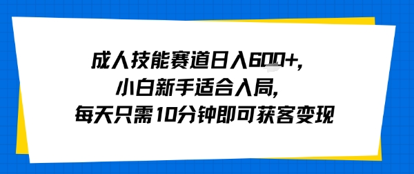 成人技能赛道日入多张，小白新手适合入局，每天只需10分钟即可获客变现-千帆网赚