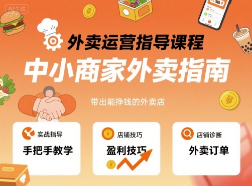 外卖运营指导课程，中小商家外卖指南，手把手带出能挣钱的外卖店-千帆网赚