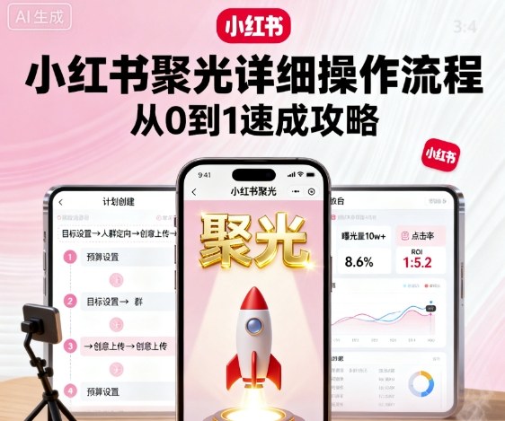 小红书聚光详细操作流程，小红书聚光从0到1速成攻略-千帆网赚