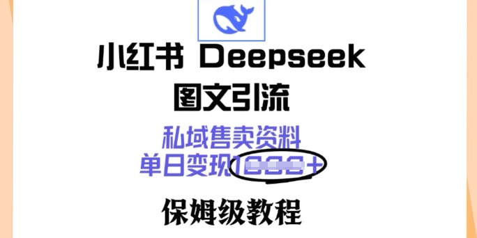 小红书Deepseek图文引流，私域售卖资料，单日变现多张，保姆级教程-千帆网赚