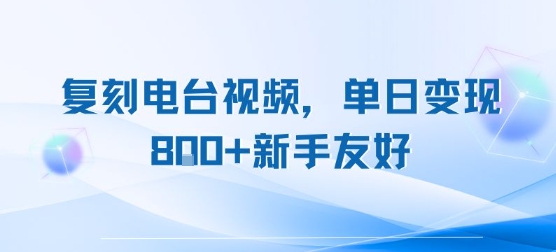 复刻电台视频，单日变现8张+新手友好，长期可做-千帆网赚