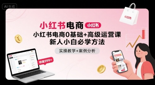 小红书电商0基础+高级运营课，新人小白必学方法，实操教学+案例分析-千帆网赚