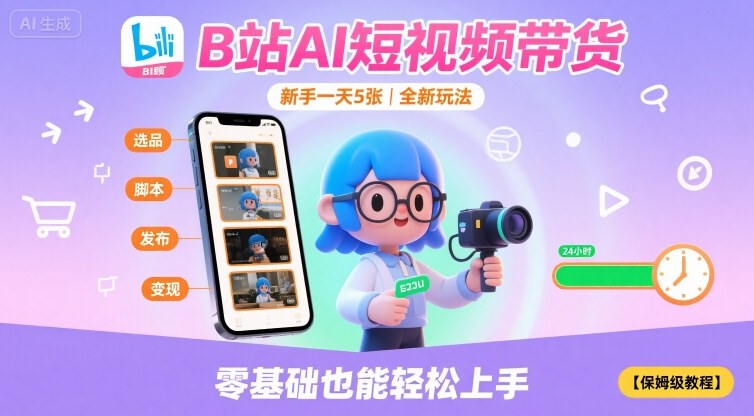 B站AI短视频带货，新手一天5张，全新玩法【保姆级教程】-千帆网赚