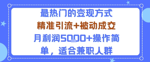 小众赛道玩法：当下最热门的变现方式，精准引流+被动成交月利润5k+操作简单，适合兼职人群-千帆网赚