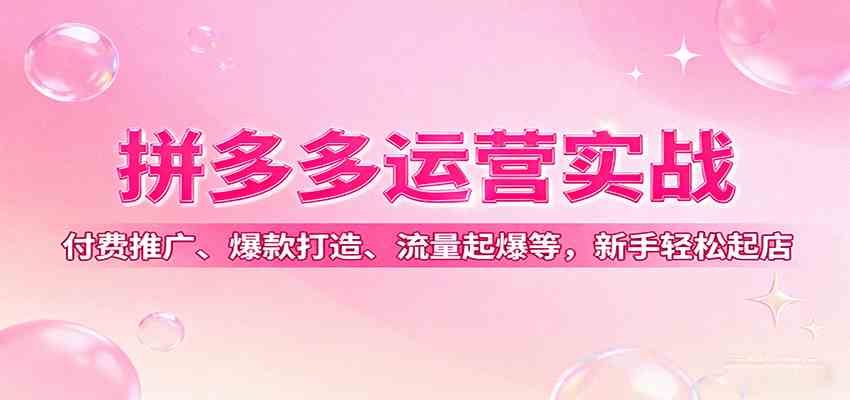 拼多多运营实战，付费推广、爆款打造、流量起爆等，新手轻松起店-千帆网赚