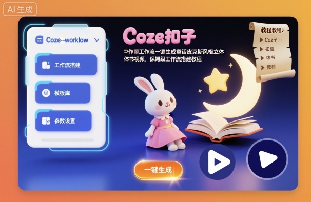 Coze扣子工作流一键生成童话皮克斯风格立体书视频，保姆级工作流搭建教程-千帆网赚