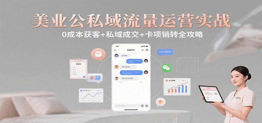 美业公私域流量运营实战：0成本获客+私域成交+卡项销转全攻略-千帆网赚