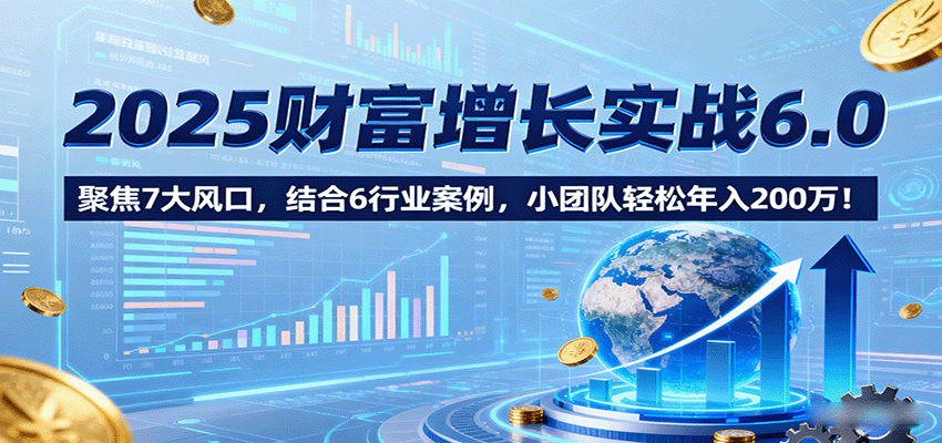 2025财富增长实战6.0，聚焦7大风口，结合6行业案例，小团队轻松年入200万！-千帆网赚