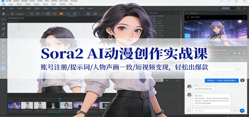 Sora2 AI动漫创作实战课：账号注册/提示词/人物声画一致/短视频变现，轻松出爆款-千帆网赚