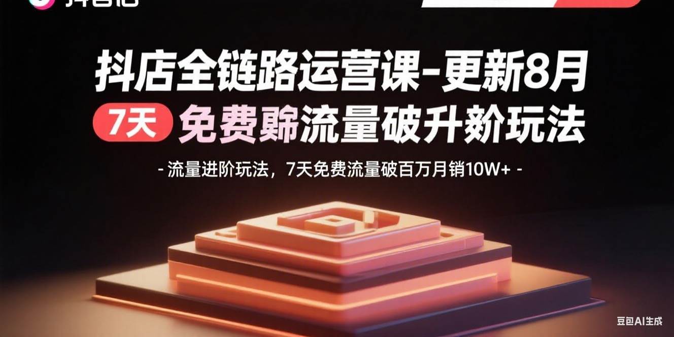（15918期）抖店全链路运营课-更新8月：流量进阶玩法，7天免费流量破百万月销10W+-千帆网赚