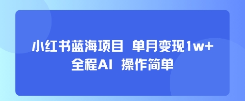 小红书蓝海项目 单月变现1w+ 全程AI 操作简单-千帆网赚