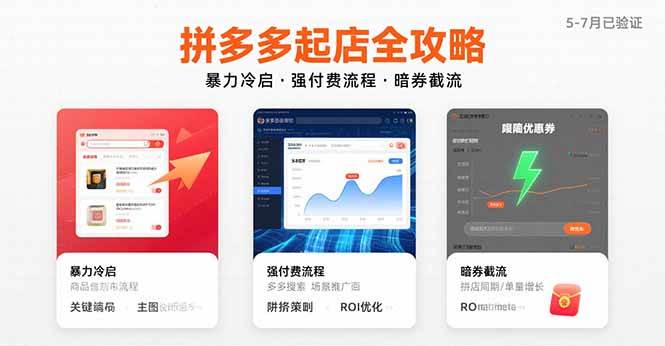（15670期）拼多多起店全攻略，暴力冷启，强付费流程，暗券截流，5-7月已验证的方法-千帆网赚