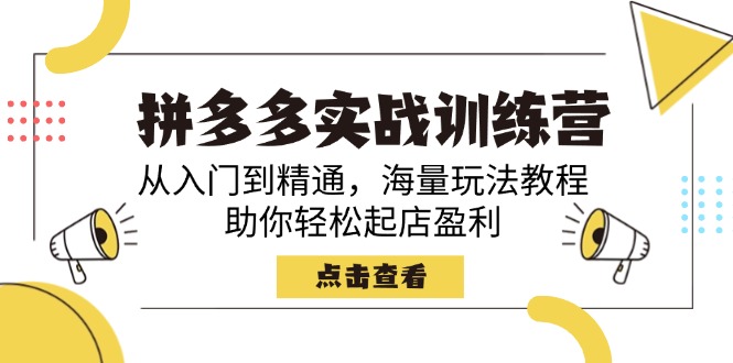 （14392期）拼多多实战训练营，从入门到精通，海量玩法教程，助你轻松起店盈利-千帆网赚