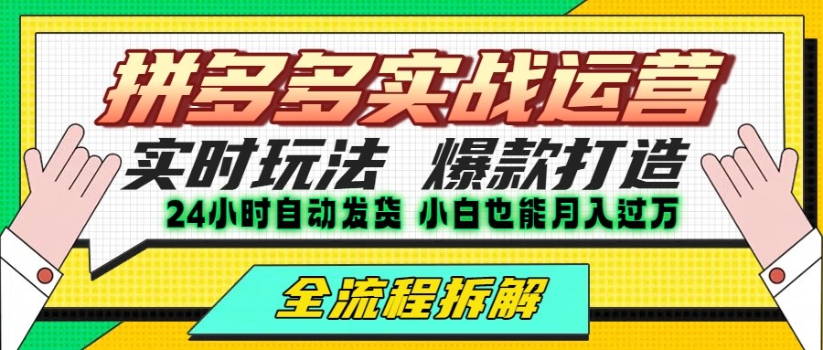 拼多多最新实战运营高投产：长久稳定项目，单店利润一天三位数-千帆网赚