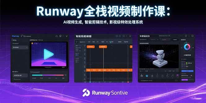 （15515期）Runway全栈视频制作课：AI视频生成，智能剪辑技术，影视级特效处理系统-千帆网赚