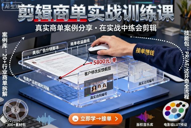 剪辑商单实战训练课，真实商单案例分享，在实战中练会剪辑-千帆网赚