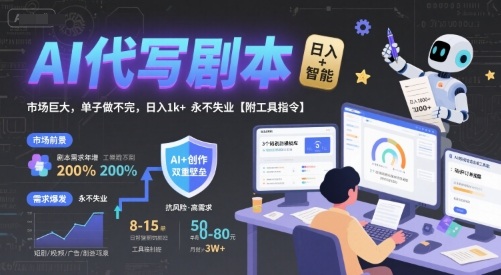 AI代写剧本，市场巨大，单子做不完，日入1k+ 永不失业【附工具指令】-千帆网赚