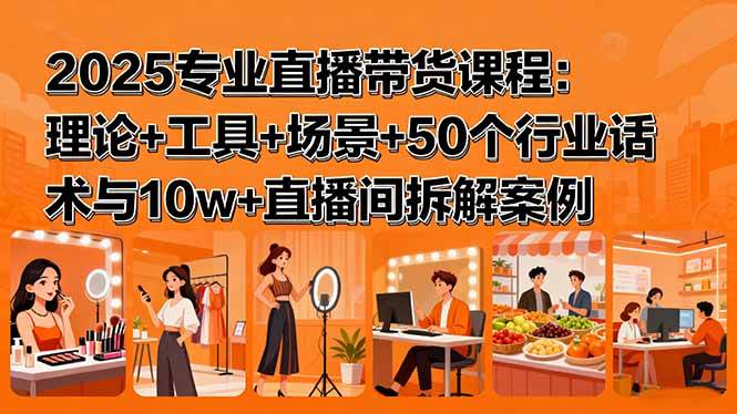 （15988期）2025专业直播带货课程：理论+工具+场景+50个行业话术与10w+直播间拆解案例-千帆网赚