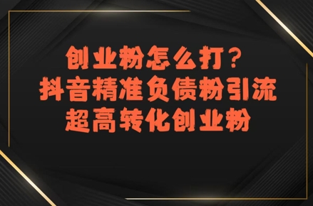 创业粉怎么打？抖音精准负债粉引流，超高转化创业粉-千帆网赚