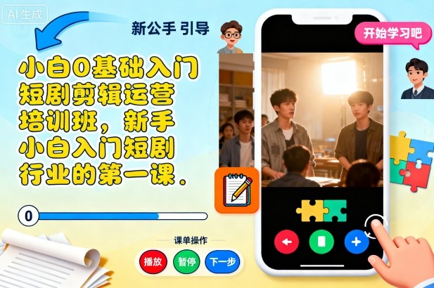 小白0基础入门短剧剪辑运营培训班，新手小白入门短剧行业的第一课-千帆网赚