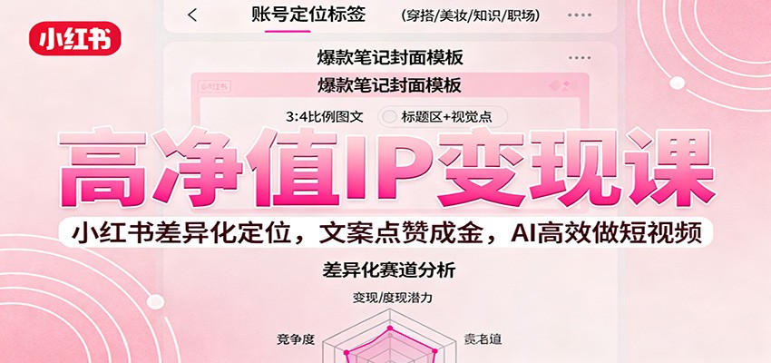 高净值IP变现课：小红书差异化定位，文案点赞成金， AI高效做短视频-千帆网赚