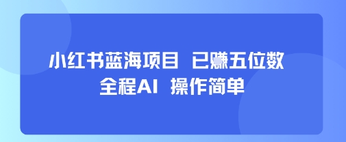小红书蓝海项目，全程AI，操作简单，已挣五位数-千帆网赚