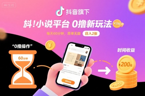 抖音旗下小说平台0撸新玩法，每天挂G60分钟，简单无脑，日入2张【揭秘】-千帆网赚