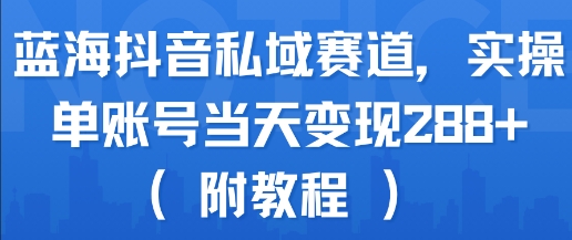 蓝海抖音私域赛道，实操单账号当天变现288+(附教程)-千帆网赚