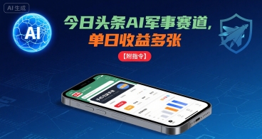 今日头条AI军事赛道，单日收益多张 ，手机可做【附指令】-千帆网赚