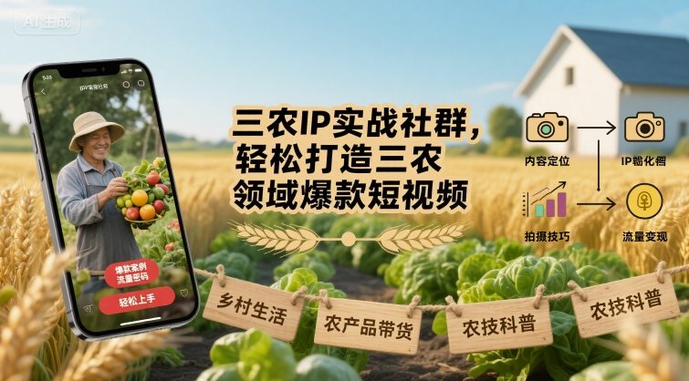 三农IP实战社群，轻松打造三农领域爆款短视频-千帆网赚