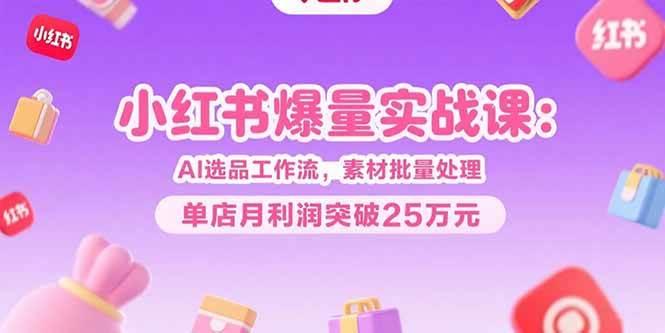 （15462期）小红书爆量实战课：AI选品工作流，素材批量处理，单店月利润突破25万元-千帆网赚