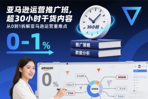 亚马逊运营推广班，超30小时干货内容，从0到1拆解亚马逊运营重难点-千帆网赚