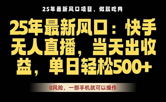 （16007期）25年最新无人直播玩法，当天秒出单，一部手机就可操作-千帆网赚