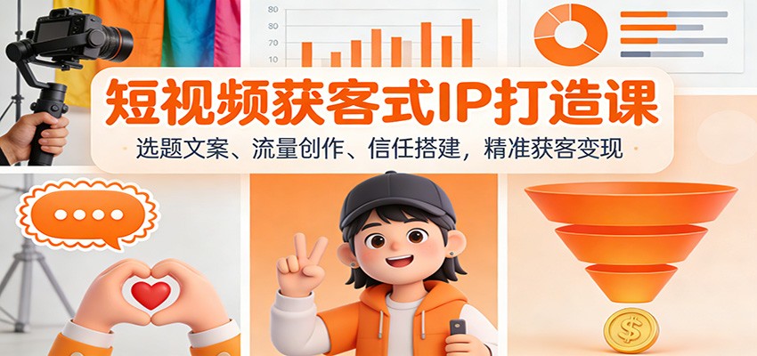 短视频获客式IP打造课：选题文案、流量创作、信任搭建，精准获客变现-千帆网赚