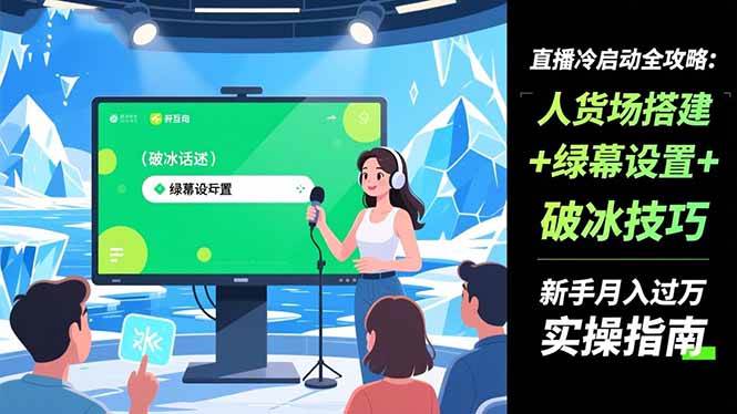 （16605期）直播冷启动全攻略:人货场搭建+绿幕设置+破冰技巧，新手月入过万实操指南-千帆网赚