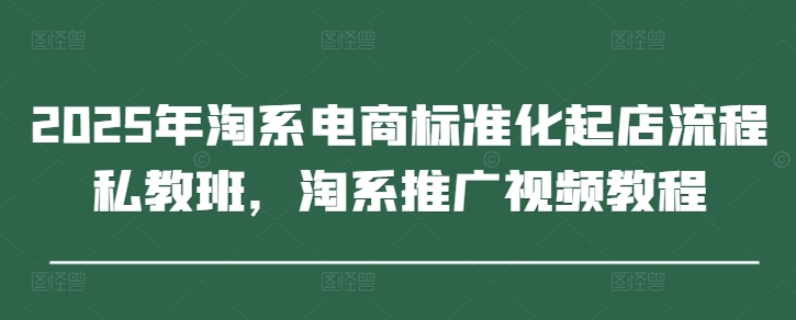2025年淘系电商标准化起店流程私教班，淘系推广视频教程-千帆网赚