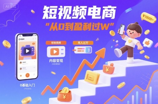 短视频电商：短视频变现从0到盈利过W-千帆网赚