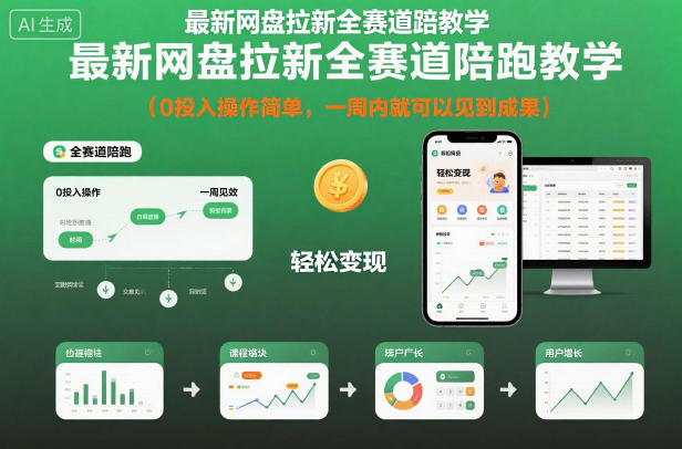 最新网盘拉新全赛道陪跑教学，0投入操作简单，一周内就可以见到成果-千帆网赚