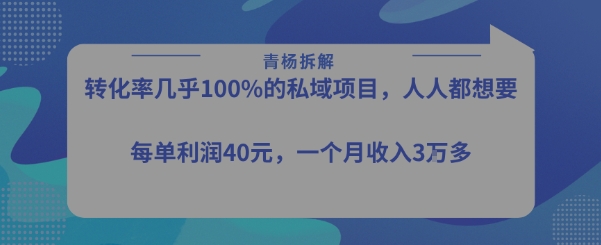 转化率最高的私域项目，每单利润40-50米，月入过1w-千帆网赚