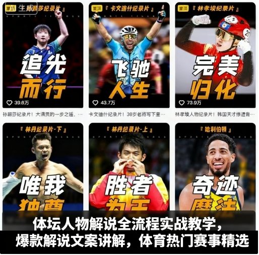 体坛人物解说全流程实战教学，爆款解说文案讲解，体育热门赛事精选-千帆网赚