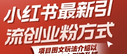 小红书最新引流创业粉方式，项目图文玩法介绍以及如何安全倒流私域-千帆网赚
