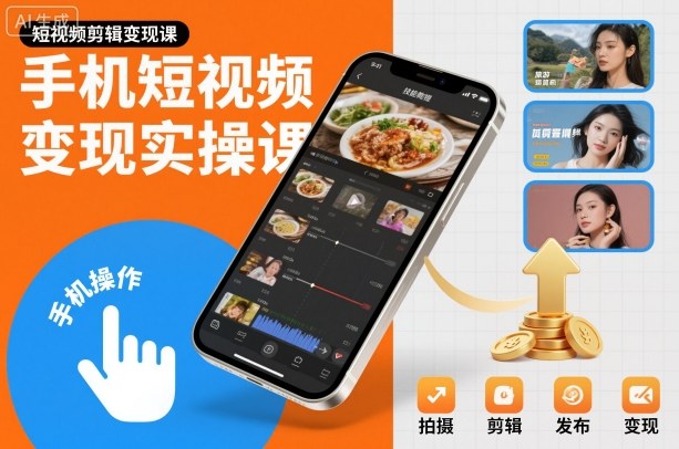 手机短视频变现实操课，短视频剪辑变现课-千帆网赚