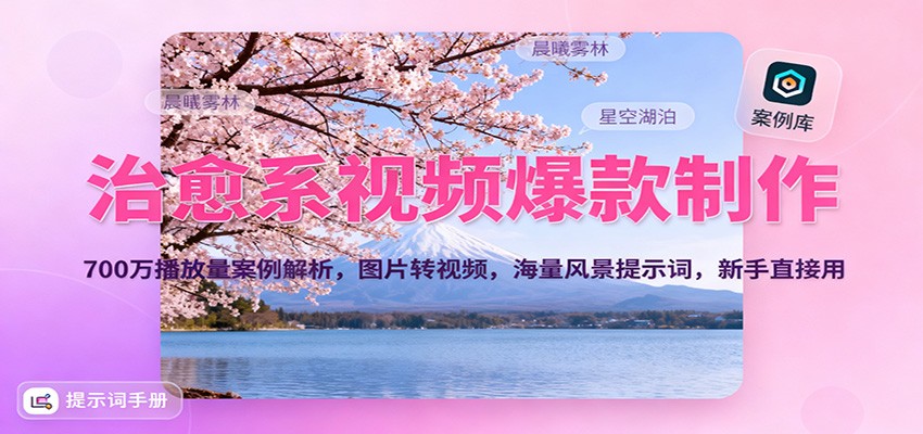 治愈系视频爆款制作，700万播放量案例解析，图片转视频，海量风景提示词，新手直接用-千帆网赚