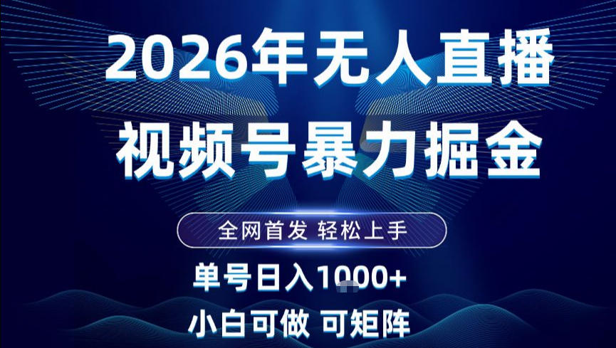 2026最新视频号无人直播掘金，全网首发，小白可以玩，长期稳定日入1k+【揭秘】-千帆网赚