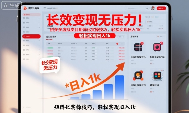 长效变现无压力！拼多多虚拟类目矩阵化实操技巧，轻松实现日入1k【揭秘】-千帆网赚