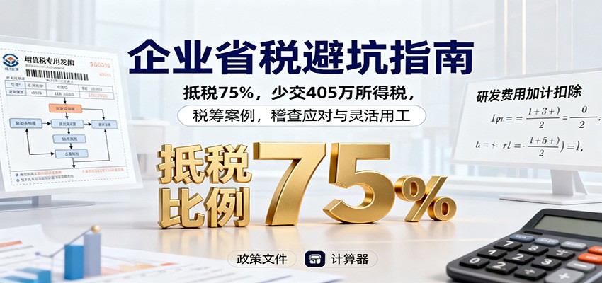 企业省税避坑指南：抵税75%，少交405万所得税，税筹案例，稽查应对与灵活用工-千帆网赚