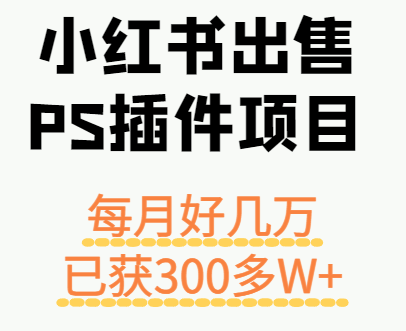 小红书出售PS插件项目，每月都收入好几万，长期操作已获利300多W+-千帆网赚