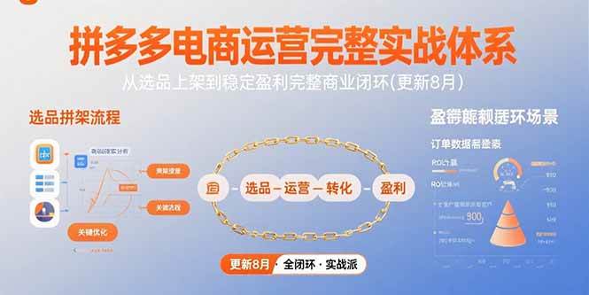 （15579期）拼多多电商运营完整实战体系，从选品上架到稳定盈利完整商业闭环(更新8月)-千帆网赚