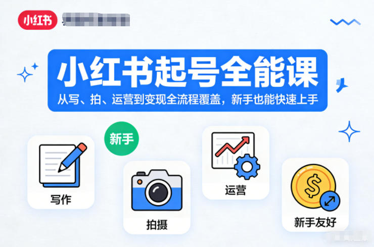 小红书起号全能课，从写、拍、运营到变现全流程覆盖，新手也能快速上手-千帆网赚